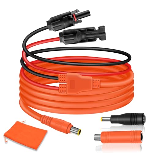 COMeap Solar Panel Adapter for Jackery, Compatible with MC-4 to DC 8mm Extension Cable with DC7909 to DC8020/DC5525 Connector for GZ Yeti Bluetti Solar Generator Power Station 12AWG 6ft(1.8m) - Orange