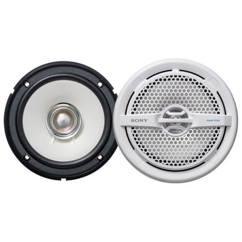 Sony Marine Audio Speakers Stereo Marine Use Certified with 6.5 Inch Dual Cone Design for Boats, Pools, and Other Outdoor Audio Systems, White