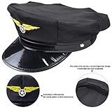 Aichiyu Captain Pilot Hat Airline Pilot Captain Aviator Airplane Navy Costume Hats Cap for Men Women, Pack of 4 (Black)