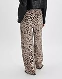 Kedera Women's Baggy Leopard Jeans Mid Rise Animal Print Y2K Jeans Wide Leg Trousers Elastic Waist Cargo Pants with Pockets