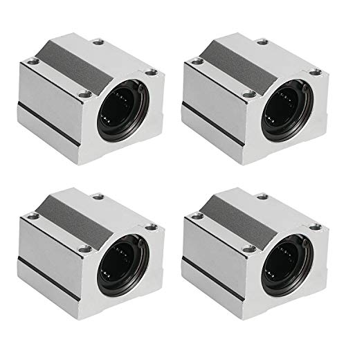 Aopin SCS20UU Linear Ball Bearing Aluminum Slide Block, ID 20mm Linear Motion Ball Bearings CNC Slide Bushing, 4 Rows of Steel Balls, Great for CNC, 3D Printer, Linear Rail Guide 4 PCS