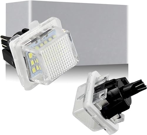 APMATAUTO Apmat Full LED License Plate Light Tag Lamp Housing Assembly Compatible with Mercedes-benz W204 W204 5D W212 W216 W221 C E S CL Class Error Free Auto Tail Lighting Source - White