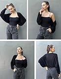 HOTOUCH Womens Open Neck Sweater Long Sleeve Soft Knit Outwear Cropped Bolero Dressy Shrug Black