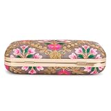 Longing To Buy Hand Crafted Designer Box Clutch, Zari Embroidery For Women (Grey Multicolored-0008)