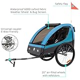 Veelar Sports Suspension Bike Trailer & Stroller 2 in 1 Double Seat for Toddlers, Kids, Child Bicycle Carrier Jogger (Blue)