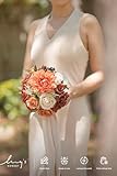 Ling's Moment Terracotta Artificial Flowers Bridesmaid Bouquet Set of 4, Burnt Orange Wedding Flowers Bouquets for Bridesmaids, 7 Inch Bridal Bouquets for Bridesmaids, Wedding, Ceremony