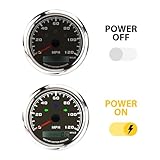 MOTOR METER RACING W PRO Series 6 Gauge Set - 85mm 3-3/8" GPS Speedometer with Turn Signal High Beam & Tachometer 52mm 2-1/16" Volt, Fuel Level, Water Temperature & Oil Pressure Black Dial White LED