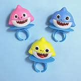 Imaginings 3 Baby Shark Lollipop Rings, Individually Wrapped Birthday Party Favors, Character Shaped Assorted Fruit Flavored Lollipops, Candy Goody Bag Fillers, 18 Rings