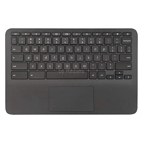 Rinbers Laptop Palmrest Upper Case Top Cover with US English Keyboard Touchpad Assembly Replacement for HP Chromebook 11 11A G6 EE L92224-001 L52192-001