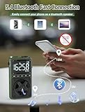 Bluetooth AM FM Shortwave Radio with NOAA Weather Alert,1250mAh Rechargeable Portable Pocket Radio with Best Reception,5W Big Speaker, Digital Tuner and Earphone,Support SD Card and USB MP3 Player