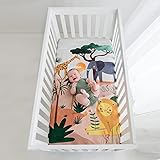 Rookie Humans 100% Cotton Sateen Fitted Crib Sheet: in The Savanna Safari. Modern Nursery, Use as a Photo Background for Your Baby Pictures. Standard Crib Size (52 x 28 inches)