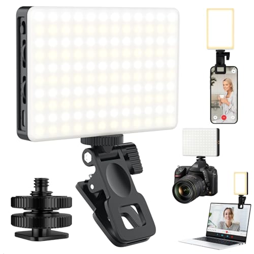 Singwil 120 LED Selfie Light for iPhone, Portable Phone Light with Clip & Camera Tripod Adapter - 8000mAh Rechargeable, 3 Lighting Modes, CRI 97+ for Video Recording, TikTok, Vlogging, Laptop, Makeup
