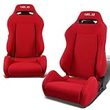 NRG Innovations NRG RSC-220-NRG Pair of Type-R Universal Racing Seat with Red Stich and NRG Logo, 33 (H) x 22 (W) x 21.5 (D) Inches, Driver and Passenger Side, Red