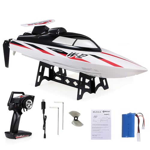 GoolRC WLtoys WL912-A RC Boat, 35KM/H High Speed RC Racing Boat for Kids and Adults, 2.4GHz Remote Control Boat for Pools or Lakes