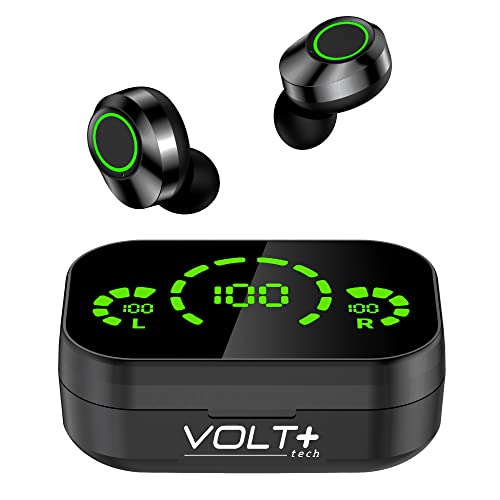 Pro Earbuds Wireless V5.3 LED Compatible with HMD Barbie IPX4 Water & Sweatproof/Noise Reduction/Quad Mic Plus 1200mah PowerBank (Black)