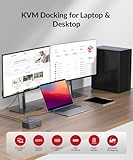 AV Access Docking Station KVM Switch Dual Monitor for Laptop & Desktop - USB-C Charge, Full Aluminum, KVM Switcher for 2 PCs with Ethernet, EDID, 4K@60Hz/2K@144Hz/1080P@240Hz, 3xUSB 3.0, Power Supply