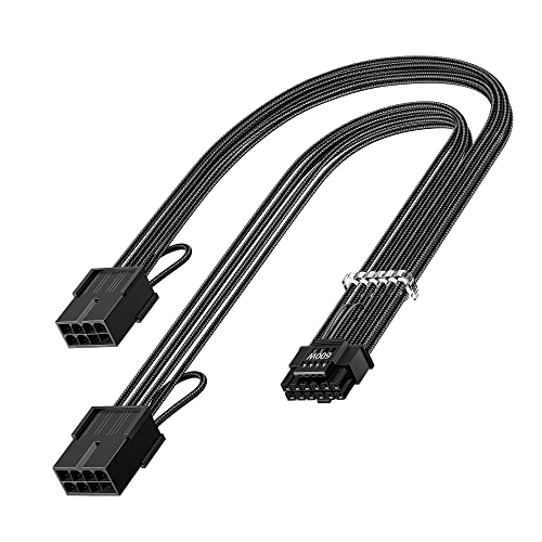 Fasgear 16 Pin GPU Cable Adapter - PCIe 5.0 12VHPWR Extension 30cm - (12+4) Male to PCIE 2x8Pin Female Sleeved 12v-2x6 Extender Cord for GeForce RTX 4090 4080 4070ti 3090ti Black