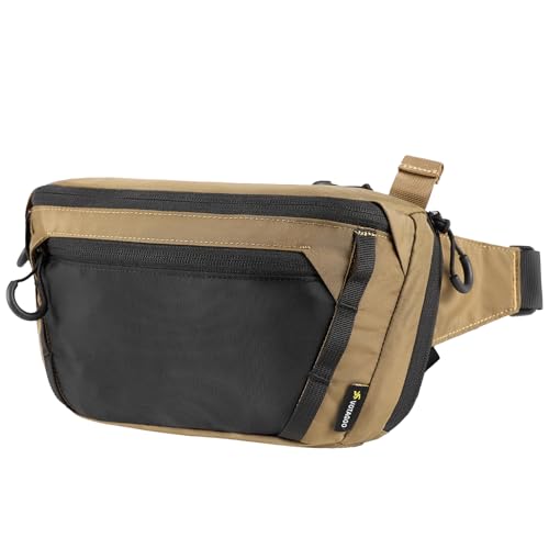 VOTAGOO GEAR Tactical CCW Fanny Bag, Concealed Carry Fanny Pack w/Adjustable Waist Belt Tactical Waist Bag Handgun Pouch with Universal Pistol Holster, Everyday Hip Pack for Men Travel Outdoor(Brown)