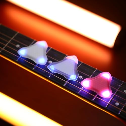 Auto Glowing LED Guitar Pick, Non-slip honeycomb touch, 3 Thickness Options for Electric Guitar,Bass Guitar Picks,White Light, XL size