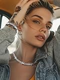 Bestyle Stainless Steel Barbed Wire Necklace 9mm Thick Heavy Thorns Iron Chain Necklace Unisex Hip-hop Harajuku Punk Gothic Cuban Chain Necklace for Men Women 16 inch