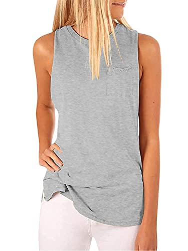 Hount Womens Sleeveless Tee Shirts Casual Sleeveless Blouse Tops (Gray, S)