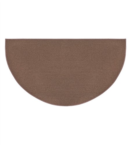 Plow & Hearth 27"x48" Half Round Fireproof Hearth Rug | Brown | Double Layer Fiberglass Fireplace Mat | Protect Home Décor Hardwood Floor and Carpet from Sparks and Embers Wood Stove