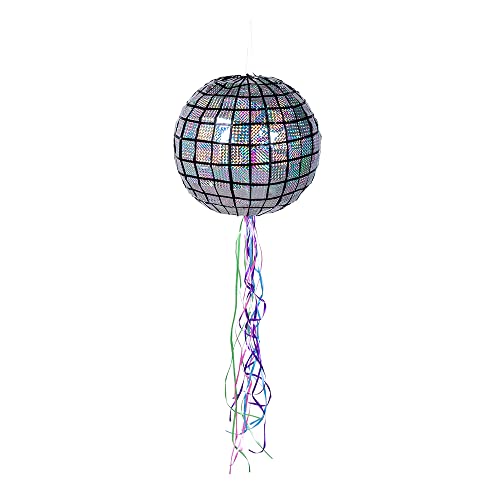 Boland 30948 Pull Pinata Disco Ball, Diameter 30 cm, 20 Pull Ribbons, for Filling, Party Game, Children's Birthday, Birthday Games, Gift, Gift Idea, Surprise