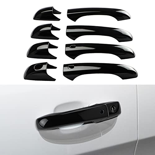 DLOVEG Car Exterior Door Handle Cover Compatible for Grand Cherokee 2011-2021 Accessories 2011-2022 Durango Black Door Handle Protector with Smart Key Holes