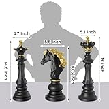 Yuxung 3 Pcs Large Chess Statue Decor Set King Queen Knight Chess Piece Decor Sculpture Ornament Collectible Figurine for Home House Office Desk Table Cabinet Arrangement Gift