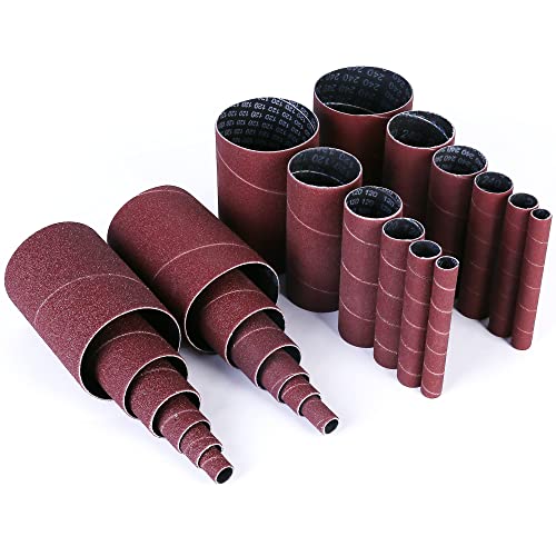 LotFancy 24PCS Spindle Sander Sleeves, Sanding Sleeves for Oscillating Sander, 60 80 120 240 Assorted Grit Sandpaper, 4-1/2” Length, 1/2”, 3/4”, 1”, 1-1/2”, 2”, 3” Diameter