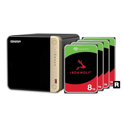 QNAP TS-464-8G-48ST-US 4 Bay High-Performance Desktop NAS with 24TB Storage Capacity, Preconfigured RAID 5 Seagate IronWolf HDD Bundle