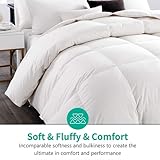 APSMILE Lightweight Down Feather Fibers Comforter Oversized Queen, Cooling Duvet Insert for Warm Weather -100% Organic Cotton, High Fill Power Down Fibers Quilt Thin Summer Duvet (Ivory White, 98x98)