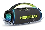 WorryFree Gadgets 300W Portable Speaker Wireless Bluetooth Audio Big Bass with Handle, Microphone, Hopestar Series (Black)