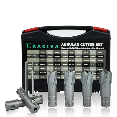 Kraciva 6PS TCT Annular Cutter Set 5/8" to 1-1/16" Cutting Diameter Compatible with Mag Drill Bits Kit CNC Machined Cutters (35MM)