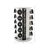 Kamenstein 20 Jar Revolving Countertop Spice Rack with Spices Included, FREE Spice Refills for 5 Years, Polished Stainless Steel with Black Caps, 30020