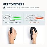 DeLUX Seeker Wireless Ergonomic Vertical Mouse with OLED Screen, BT and USB Receiver, Connect with Up to 4 Devices, Thumb Wheel, 4000DPI, Programmable Rechargeable Silent Mouse(M618XSD-Black)