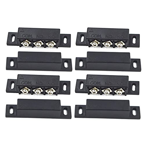 bnafes 4Sets Magnetic Reed Switch, Magnetic Door Switch/Magnetic Contact Switch/Normally Open Closed NC NO Door Alarm Window Security, for DC 5V 12V 24V Light