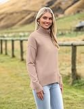 Zeagoo Women's Turtleneck Sweater 2024 Fall Winter Chunky Knitted Pullover High Low Hem Trendy Basic Jumper Top Khaki