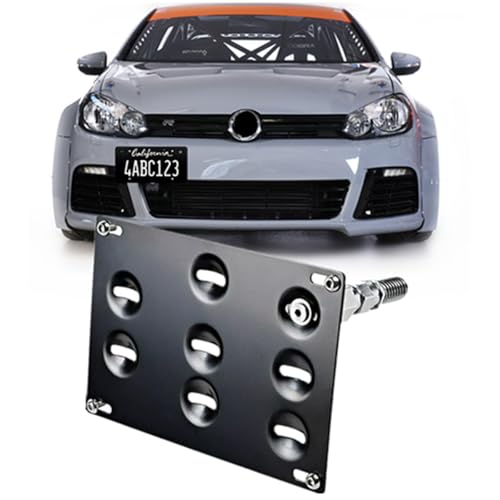 No Drill Front Tow Hook License Plate Mount Bracket for Volkswagen VW Golf GTI Jetta 05-10 Jetta Sportwagon 11-14 EOS Mounting Frame Stainless Steel Relocator Holder (Golf GTI MK5 MK6)