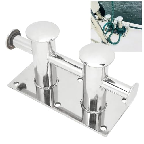 Tcairzl Marine Heavy Duty Double Cross Bollard，316 Stainless Steel Mooring Bitt Cleat Dock Bollard 260x120x150mm/10.2x4.7x5.9inch for Boat Yacht Kayaks Anchor Post