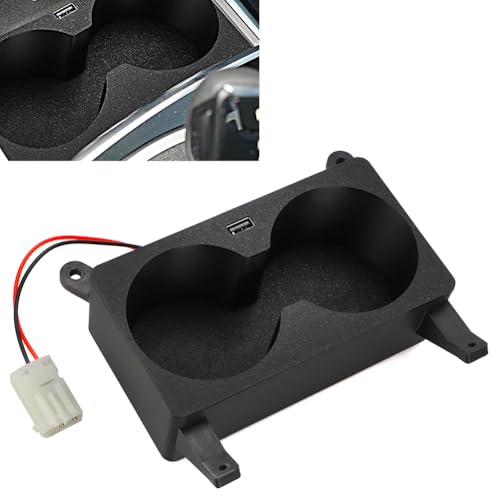 AUTOVIC for BMW E38 Center Console Cup Holders with 24W USB Charger Frosted Texture 740i 740iL 750iL 1995-2001