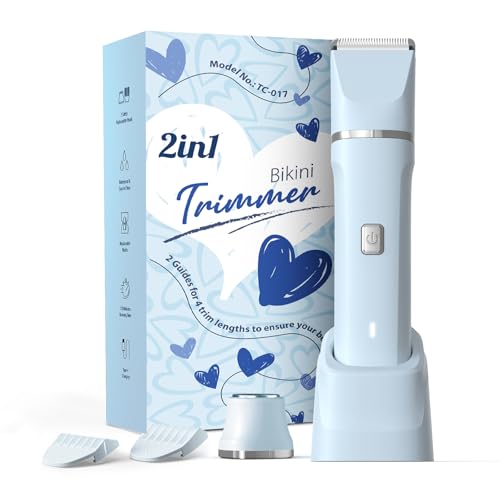 Electric Shaver for Women - Body Hair Trimmer Shaver for Women's Grooming, Wet & Dry Use Groomer, Dusk Razor for Women, Ladies Electric Razors for Legs, Female Trimmer for Private Area, Blue