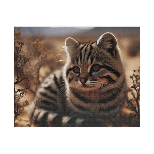 Black-Footed Cat Jigsaw Puzzle – Semi-arid Savannas of Southern Africa – Made in USA