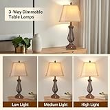 WIHTU 3-Way Dimmable Table Lamps for Bedrooms Set of 2, 30" H Touch Lamps for Living Room with USB & Type-C Ports, Brown Mermaid Bedside Lamp for Nightstand, Resin Farmhouse Rustic Lamp with 2 Bulb