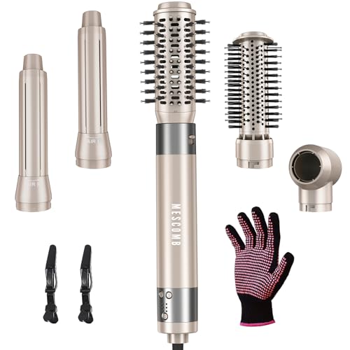 Multi-Functional Hot Air Brush: 5-in-1 Design with 110,000 RPM Quick-Dry Motor, Auto-Wrap Curlers, Straightener & Volumizing Attachments