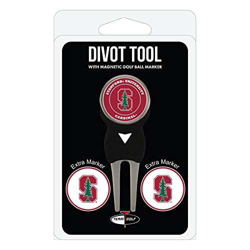 Team Golf NCAA Stanford Cardinal Divot Tool Pack With 3 Golf Ball Markers Divot Tool with 3 Golf Ball Markers Pack, Markers are Removable Magnetic Double-Sided Enamel