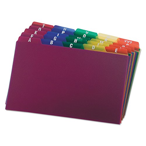 Oxford Poly Index Card Guides, Alphabetical, A-Z, Assorted Colors, 5" x 8" Size, 25 Guides per Set (73155)