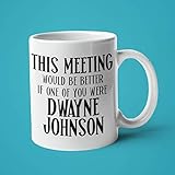 Dwayne Johnson Mug The Rock Fan Item for Coworker Funny 11 or 15 oz. White Ceramic Coffee Cup for Work Christmas Birthday for Men and Women Office Meeting Gag