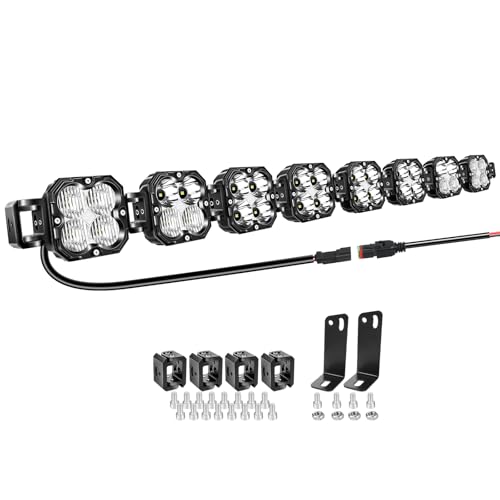 Willpower 52 inch 240W Straight Curved Adjustable & Linkable LED Light Bar with Wiring, Spot Flood Beam Off Road 4X4 Driving Fog Lights for 12V 24V Vehicle 4WD Car ATV UTV SUV Truck Tractor Trailer