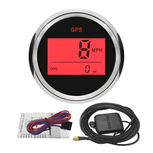 ELING 2" Digital GPS Speedometer Odometer with Red Backlight 12V 24V for RC Car Dirt Bike Van Marine Boat
